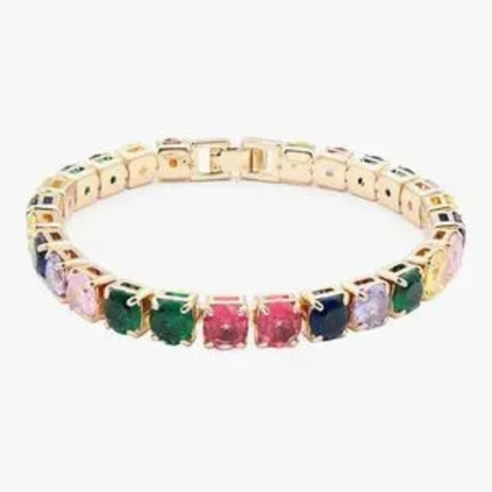 NEW?14k Gold Plated Multicolor Gemstone Bracelet